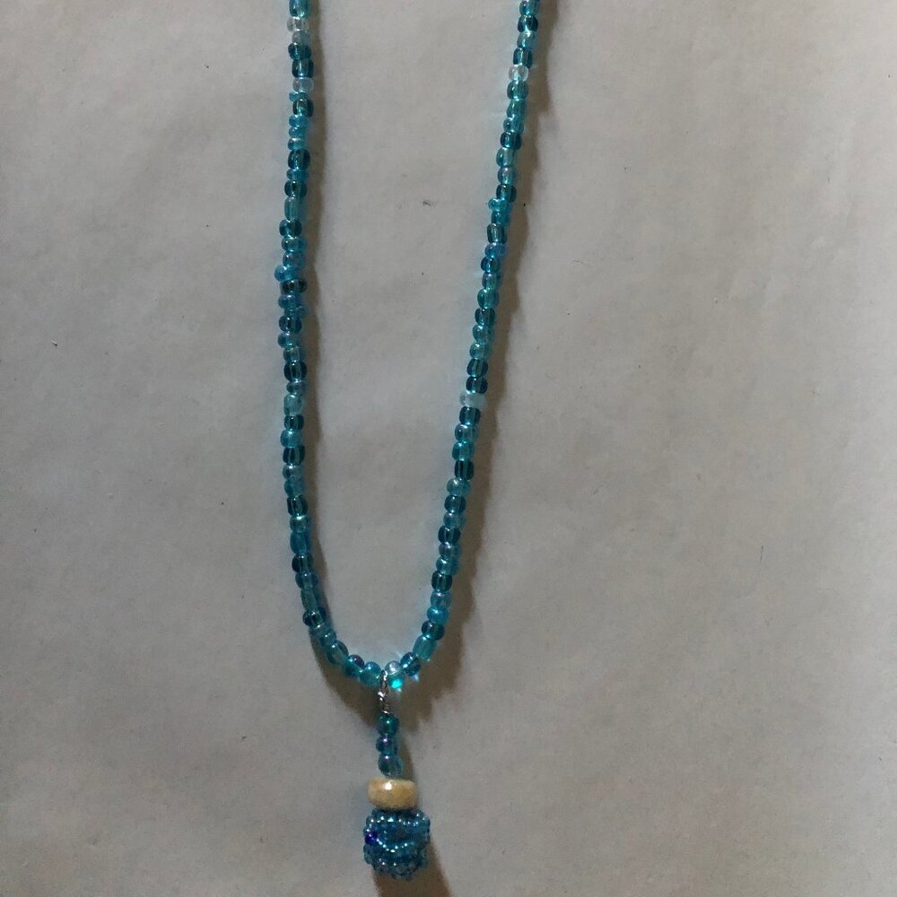 handmade hand beaded bead necklace 17" long